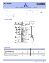 Datasheet AS7C3364FT32B-65TQIN manufacturer Alliance