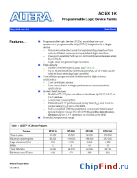 Datasheet EP1K100QC208-2 manufacturer Altera