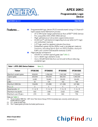 Datasheet EP20K1000CB652C8 manufacturer Altera