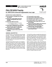 Datasheet PALCE16V8Q-25PC5 manufacturer AMD