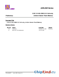 Datasheet A29L040X-70 manufacturer AMICC