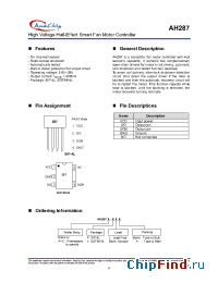 Datasheet AH287B-PL manufacturer Anachip