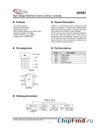 Datasheet AH287Z-YL manufacturer Anachip