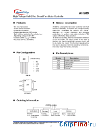 Datasheet AH289 manufacturer Anachip
