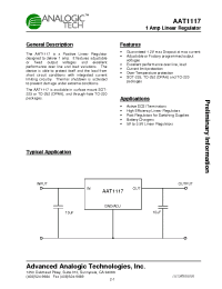 Datasheet AAT1117XMY-ADJ-B1 manufacturer AnalogicTech