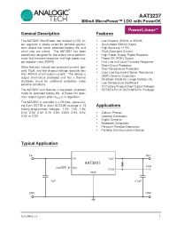 Datasheet AAT3237IGU-2.7-T1 manufacturer AnalogicTech