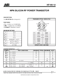 Datasheet HF100-12 производства ASI