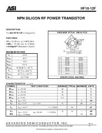 Datasheet HF10-12F производства ASI