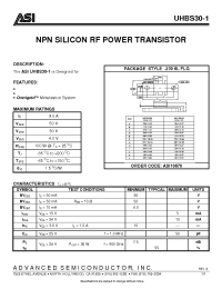 Datasheet UHBS30-1 manufacturer ASI