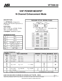 Datasheet VFT300-50 manufacturer ASI