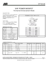 Datasheet VFT30-28 manufacturer ASI
