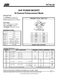 Datasheet VFT45-28 manufacturer ASI