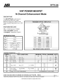 Datasheet VFT5-28 manufacturer ASI
