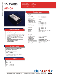 Datasheet AK40A-048L-021F04SM manufacturer Astec