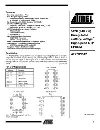 Datasheet AT27BV512-70RC manufacturer ATMEL