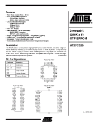 Datasheet AT27C020-10I manufacturer ATMEL