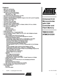 Datasheet AT89C51CC01SA-RLTUM manufacturer ATMEL