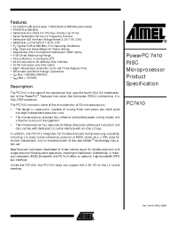 Datasheet PC7410MGU400N manufacturer ATMEL