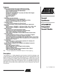 Datasheet SAM9707 manufacturer ATMEL