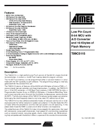 Datasheet T89C5115 manufacturer ATMEL