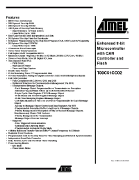 Datasheet T89C51CC02UA-RATIM manufacturer ATMEL