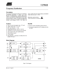 Datasheet U2781B-MFSG3 manufacturer ATMEL
