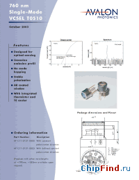 Datasheet APC11-0101-0800 manufacturer Avalon Photonics