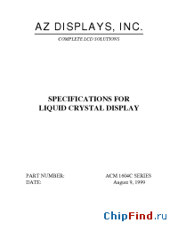 Datasheet ACM1604C manufacturer AZ Displays