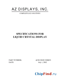 Datasheet ACM2002E manufacturer AZ Displays