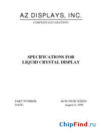 Datasheet ACM2002R manufacturer AZ Displays