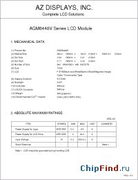 Datasheet AGM6448V manufacturer AZ Displays