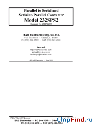 Datasheet MODEL232SPS2 manufacturer B&B Electronics