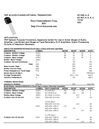 Datasheet BC556 manufacturer Boca