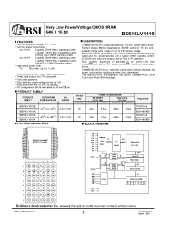 Datasheet BS616LV1010 manufacturer BSI