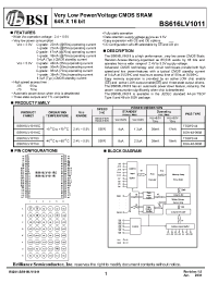 Datasheet BS616LV1011ACG55 manufacturer BSI