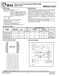 Datasheet BS616LV1012ECG70 manufacturer BSI