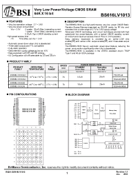 Datasheet BS616LV1013 manufacturer BSI