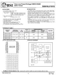 Datasheet BS616LV1015ACG55 manufacturer BSI