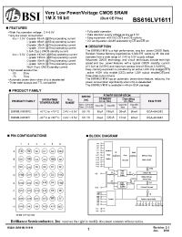 Datasheet BS616LV1611FCP70 manufacturer BSI
