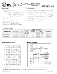 Datasheet BS616LV1615 manufacturer BSI