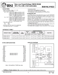 Datasheet BS616LV1622TC-70 manufacturer BSI