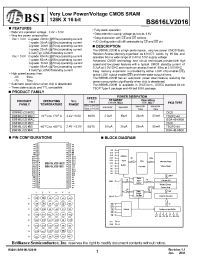 Datasheet BS616LV2016 manufacturer BSI