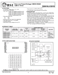 Datasheet BS616LV2019ACP70 manufacturer BSI