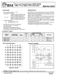 Datasheet BS616LV2021-70 manufacturer BSI