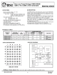 Datasheet BS616LV2025-70 manufacturer BSI