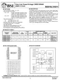 Datasheet BS616LV4011-10 manufacturer BSI