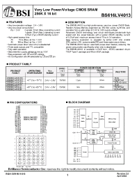 Datasheet BS616LV4013 manufacturer BSI