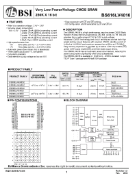 Datasheet BS616LV4016-55 manufacturer BSI