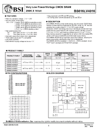 Datasheet BS616LV4016AIP55 manufacturer BSI