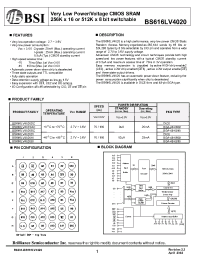Datasheet BS616LV4020-10 manufacturer BSI